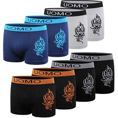 Image de L&amp;K de 8 caleçons rétro en Microfibre pour Hommes à partir 7 Ans, Confortables et sans Coutures latérales gênantes Lotus 1209 S/M