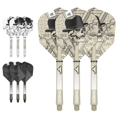 Image de Target Darts Dimitri Van Den Bergh Ink Design No.6 Vols en Dart &amp; Moyen (48mm) Arbres Tiges 9 et au Total