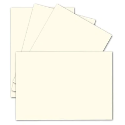 Image de Lot de 100 cartes simples, format A6 : 10,5 x 14,8 cm, 240 g/m², nervurées vanille/crème, carton couleur, papier bricolage, postales vierges
