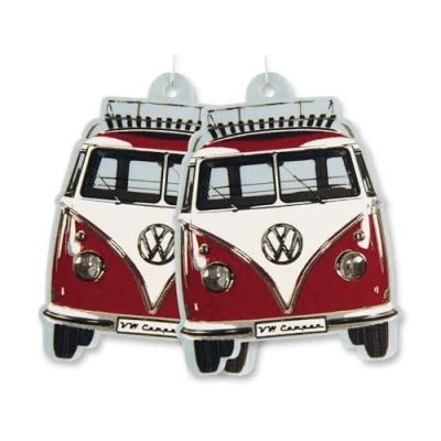 Image de BRISA VW Collection Distributeur de parfum rafraîchissant pour voiture Volkswagen Combi T1 Bus Vendu à l&#039;unité (Face du bus/Vanille/Rouge/Ensemble 2)