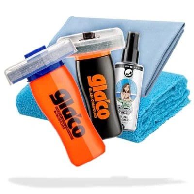Image de Soft99 Glaco DX Lot de 5 vitrificateurs pour verre 110 ml + Glass Compound Roll On 100 Polissage nettoyant vitres ml, chiffon polissage, en