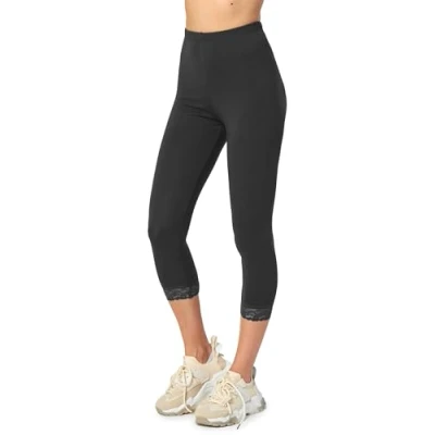 Image de Merry Style Leggings Femme 3/4 Capri Legging Opaques en Viscose avec Dentelle MS10 290 (Graphite, 4XL)