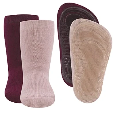 Image de EWERS Stoppersocken 2er Uni Chaussettes stoppeurs, Rose Bordeaux, 25 26 Mixte