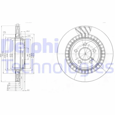 Image de DELPHI BG4144 Disque de frein 320 24 5 ventilé huilé non traité sans roulement roue, bague ABS MERCEDES BENZ: Classe S Berline, SL Cabriolet