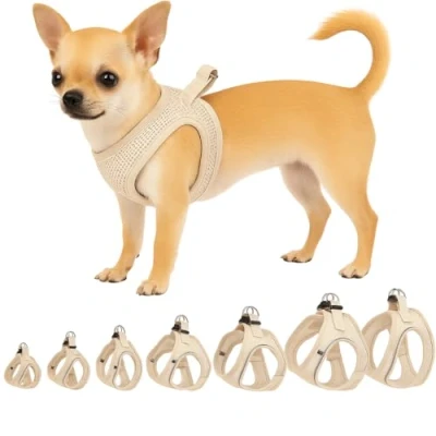 Image de Flamingo Harnais pour Chien Step&amp;Go Bento Beige XXS A:22 23cm B:24 25cm x 3mm Réglable avec Bandes Réfléchissantes Idéal Chihuahua, Yorkshire, Papillon &amp; Pékinois