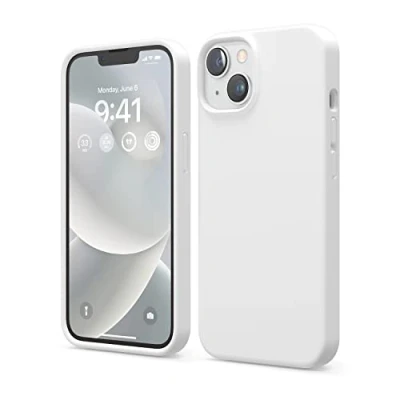 Image de elago Coque Silicone Liquide Compatible avec iPhone 14 Étui (6.1), Premium, Housse Protection Complète Case Antichoc à 4 Structure, Microfibre Douce Empêche Rayures (Blanc)