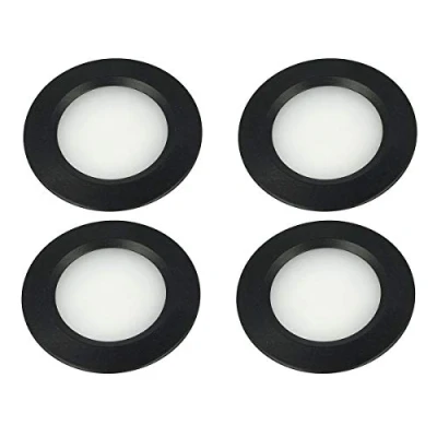 Image de LEDLUX Lot de 4 mini spots LED encastrables ronds slim 3 W CC 12 V 24 Trou 50 mm pour éclairage cuisine, salle bain, camping (noir, 3000 K)