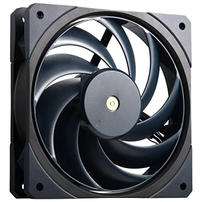 Image de Cooler Master Mobius 120 OC Ventilateur de Boîtier Design Ring Blade (PWM), Sélecteur Vitesse, Double Roulement à Billes &amp; Moyeu en Métal (max. 88.1CFM, 4.75mmH2O, 39.3dBA) Bleu Foncé Noir
