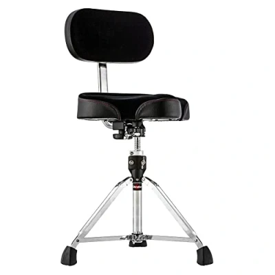 Image de Gibraltar tabouret pour batterie, de batterie 9000 Series Moto Saddle avec Backrest Pro Series, 9608MB (diamètre : 42cm, base à deux montants, pieds en caoutchouc &#039;Super Foot&#039;)