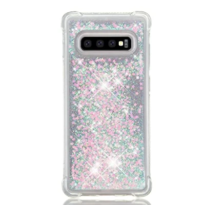 Image de KBIKO zxl Compatible avec Étui Coque pour Samsung Galaxy S10 Plus, Case Liquide Housse Glitter Transparente Protection d&#039;écran Flexible Etui Plus.Silver Pink YBL