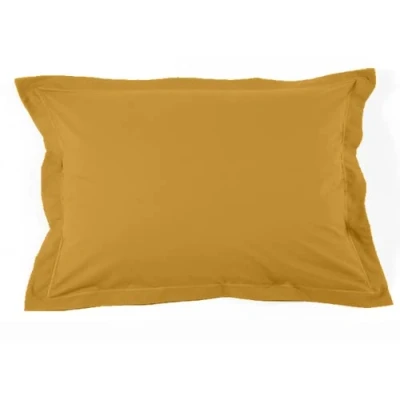 Image de Duquennoy &amp; Lepers Taie d&#039;oreiller Volant Plat 50 x 70 Jaune Moutarde Percale 80 Fils uni