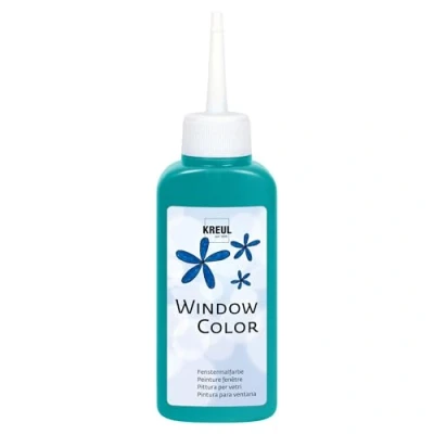 Image de KREUL 42742 Window Color turquoise 80 ml, peinture pour fenêtres à base d&#039;eau, avec surface structurée, verre, miroirs, carrelages et autres surfaces lisses