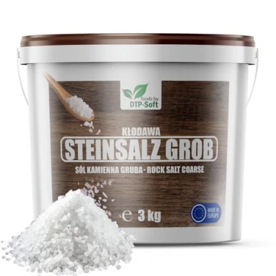 Image de sel gemme grossier dans un seau de table granuleux naturel qualité supérieure TOP non OGM (3 kg)