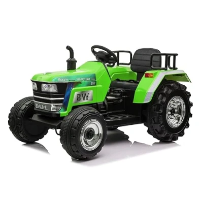 Image de FINOOS 12V Tracteur Électrique Enfants, Véhicule Enfant avec Lumière LED &amp; Musique Klaxon, Télécommande 2,4G, 2 6km/h pour Enfants de 1 Ans+ (Vert)