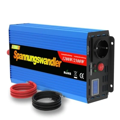 Image de EDECOA convertisseur 12v 220v de Tension 1200w transformateur Onde sinusoïdale modifiée avec écran LCD et câbles