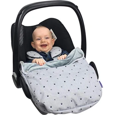 Image de Dooky Couvre pieds Cosy Top en design Crowns pour siège auto et poussette, coupe vent déperlant avec doublure microfibre les enfants de 0+ ans, couleur : gris