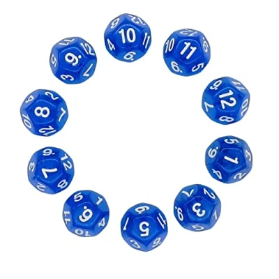 Image de Deolven D12 Dés, 10 Pièces Bleu Transparent Polyédriques 12 Faces Clair Dice pour DND MTG RPG Donjons et Dragons