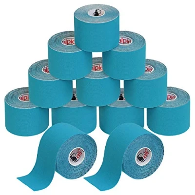 Image de ALPIDEX Ruban Adhésif de Kinésiologie 5 m x 5,0 cm Diverse Couleurs 1/3/ 6/12 rouleaux E Book Exemples D&#039;application Bandes Kinesiology Tape, Couleur:la lumière bleue, Quantité:12