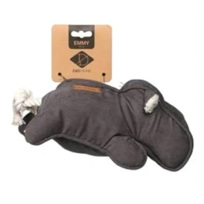Image de D&amp;D Home, Jouet élégant Corduroy Emmy 30x14 cm Gris, Rembourrage 100% Polyester, Finition raffinée Oreilles en Fourrure, avec Squeaker dans la Trompe pour Encore Plus de Plaisir Jeu, Chiens