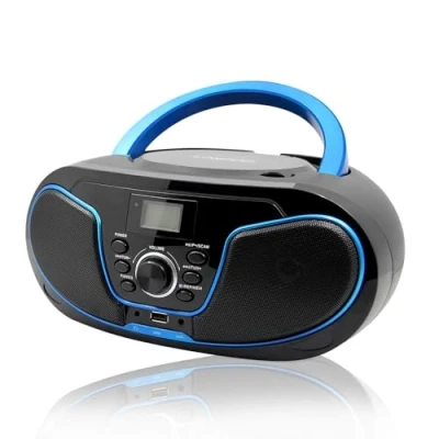Image de Lecteur CD avec Bluetooth, LP D02 Radio FM Portable Stéréo Son Cristallin, Lecture MP3, Entrée USB et AUX, Prise Casque, Ecran LCD