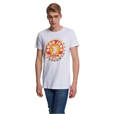 Image de Merchcode TOM &amp; Jerry SODA TEE Tshirt imprimé, Homme, Taille: Small, White