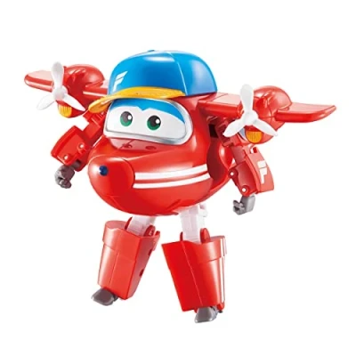 Image de Super Wings Jett Avion Jouet Transformable et Figurine Robot, Robot du Dessin Animé,Jouet Enfant 3 4 5 6 7 8 Ans Garcon Fille 12 cm