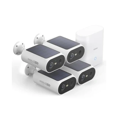 Image de AOSU 2K Caméra Surveillance Extérieure sans Fil, Base+ 4 Cam, Frais Mensuels, 3MP WiFi Solaire Exterieur à Batterie, Panneau Intégré, Vision Nocturne Couleur,Détecteur de Mouvement