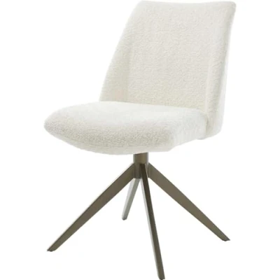 Image de Chaise pivotante Elso Flex bouclé blanc pied croisé large aspect titane pivotement sur 360 fonction bascule ressorts ensachés
