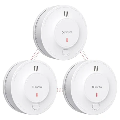 Image de X Sense Détecteur de Fumée Interconnecté sans Fil avec Pile Intégrée 10 Ans, Portée Transmission Plus 250 m (820 Pieds), Conforme à la Norme EN14604, Série Link+, SD19 W, Lot 3