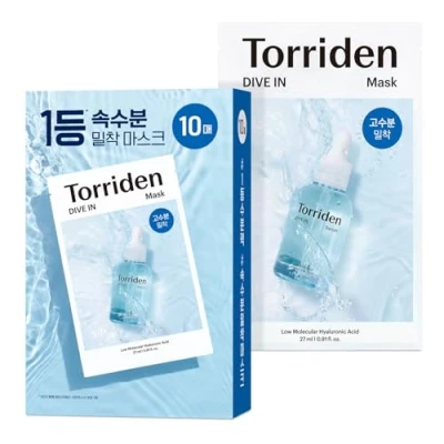 Image de [Torriden] Pack de masques à l&#039;acide hyaluronique faible molécule DIVE IN 27 ml * 10EA