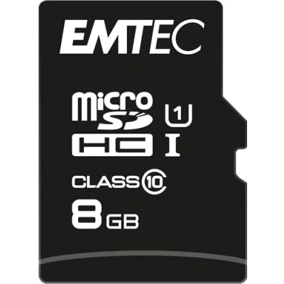 Image de EMTEC ECMSDM8GHC10GP Carte microSD Classe 10 Gamme Elite Gold UHS I U1 Avec adaptateur Performance Vitesse de lecture jusqu&#039;à 85MB/s Noir/Or 8 Gb