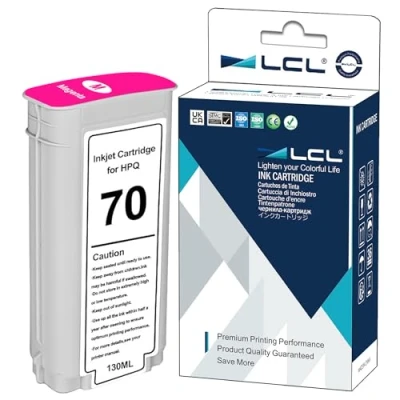 Image de LCL Cartouche d&#039;encre Compatible 70 C9453A 135ML High Yield Remplacement pour HP Designjet Z2100 Z3100 Z3100PS Z3200 Z3200PS Z5200 Z5400 (1 Magenta)
