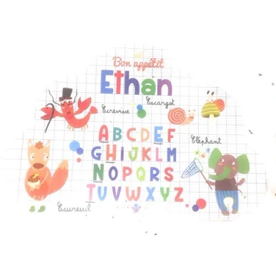 Image de AUTRES Lire et dire Set de Table prénom Forme Nuage Ethan (Recto &amp; Verso) Bon appétit Dessins Animaux 29x41 cm