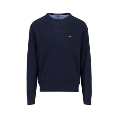 Image de FYNCH HATTON Casual fit Feinstrickpullover mit O Ausschnitt aus Reiner Baumwolle Navy/L Pull Over, Bleu Marine, L Mixte