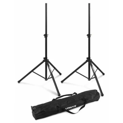Image de Vonyx LS01K Kit de Deux Pieds d&#039;Enceintes avec Sacoche Transport, Pied d&#039;Enceinte Réglable 100cm 175cm, Système Verrouillage Sécurité, Charge Maximale par : 30 kg