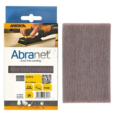 Image de MIRKA Abranet Bande abrasive en filet 81x133 mm autoagrippant grain P240 10 pces pour poncer le bois, mastic, la peinture, plastique AE178F1025