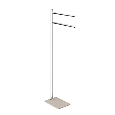 Image de GEDY G Seul Lampadaire Beige avec Finition Champagne/crème, Dimensions 83,3 x 34 14 cm, Porte Serviettes de Sol en Acier Inoxydable et chromé, Bouton 4 mm Inclus, métal, Unique