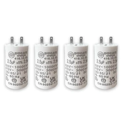 Image de Lot de Condensateurs 2,5 uF pour réparation volet roulant SOMFY, SIMU. Condensateur cylindriques à 2 cosses Faston 2,8 spécial remplacement moteur 6nm volet. (4)