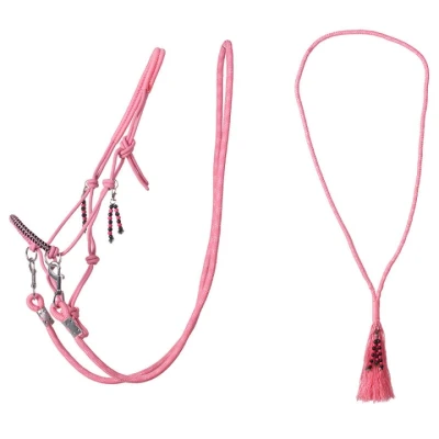 Image de QHP licol à nœuds combiné Liberty Ensemble avec rênes + corde (poney, flamant rose)