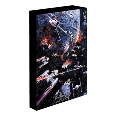 Image de Pyramid International Grande toile lumineuse Star Wars (motif assaut de l&#039;étoile la mort) 30 cm x 40 cm, toiles et cadeaux pour hommes, femmes enfants Produit officiel, noir