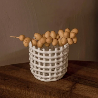 Image de ferm LIVING Corbeille Ceramic, ronde, Ø 16 cm, blanc, céramique