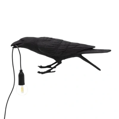 Image de BIRD Lampe à poser Oiseau Penché H10,5cm Noir Seletti designé par Marcantonio Raimondi Malerba l 33,5cm / H 10,5cm 11,5cm