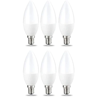 Image de Amazon Basics Petite ampoule bougie LED E14 B35 avec culot à vis, 5W (équivalent incandescente de 40W),CRI80, blanc chaud, dimmable Lot 6