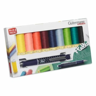 Image de Gütermann creativ Kit de fil à Coudre avec 10 bobines Pour Tout 100 m dans différents coloris + un Stylo mines PRYM