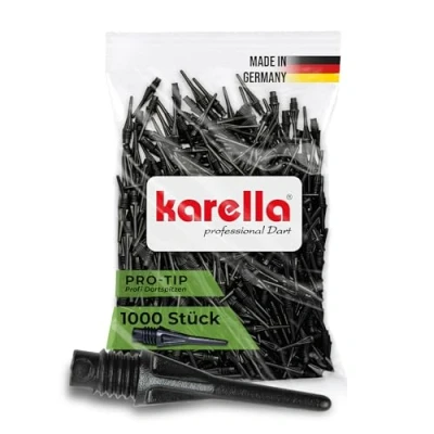 Image de Karella Pro Tip Lot de 1000 pointes fléchettes souples avec filetage 2BA Noir