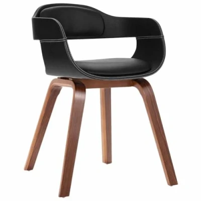Image de vidaXL Chaises à Manger Lot de 4 Noir Bois courbé et Similicuir