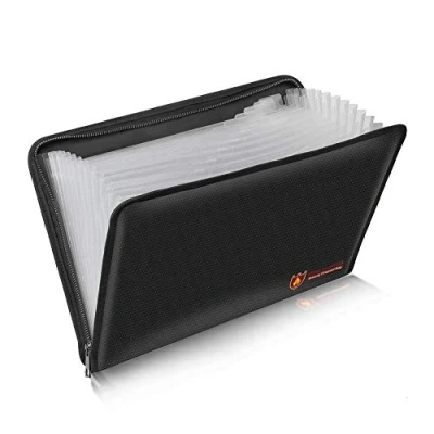 Image de Porte documents ignifuge et résistant à l&#039;eau Format A4 12 poches Étanche Sans danger Revêtement en silicone Pochette de classement portable (36,3 x 24,9 cm)