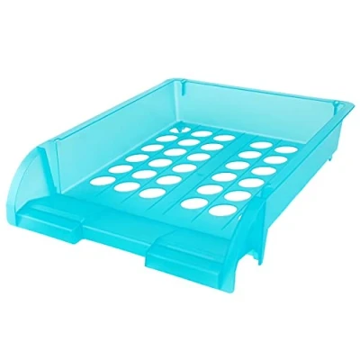 Image de D. RECT PP A4 Corbeille à Papier courrier Panier de Rangement Transparent Turquoise