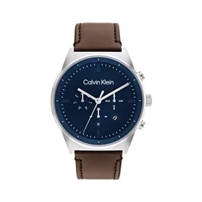 Image de Calvin Klein Timeless Montre à aiguilles, Homme, Taille: One Size, Silber/blau/dunkelbraun