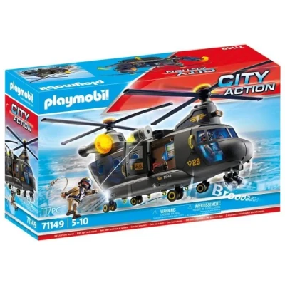 Image de PLAYMOBIL 71149 hélicoptère de transport des forces spéciales City Action avec deux personnages et un fonctions sonores lumin